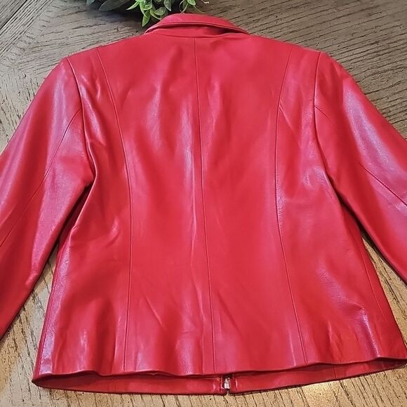 Red leather jacket size M or 40 Mariela Gucinelli excellent condition - Picture 11 of 14